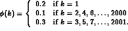  theta(k) = {0.2 if k=1,  0.1 if k=2,4,6,...,2000,  0.3 if k=3,5,7,...,2001.