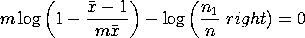 m*LOG(1 - (xbar - 1)/(m*xbar)) - LOG(n(1)/n)