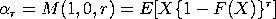alpha(r) = M(1,0,r) = E[X{1 - F(X)}**r]