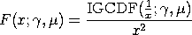 RIGCDF(x;gamma,mu) = IGCDF((1/x);gamma,mu)/(x**2)